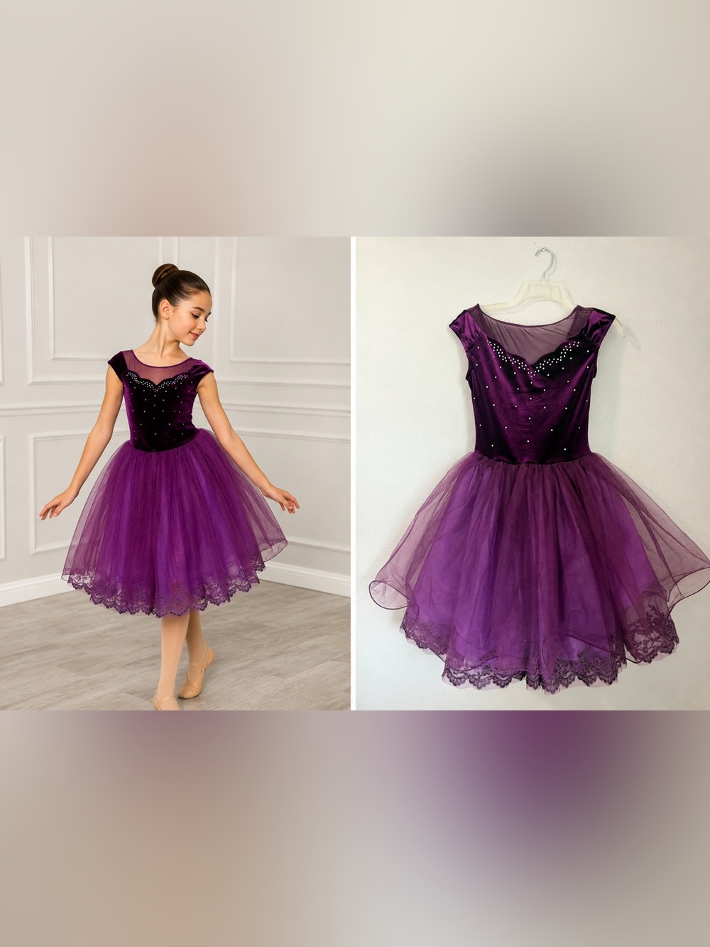 Weissman Purple Tulle Ballet Dress with Embellished Velvet Bodice